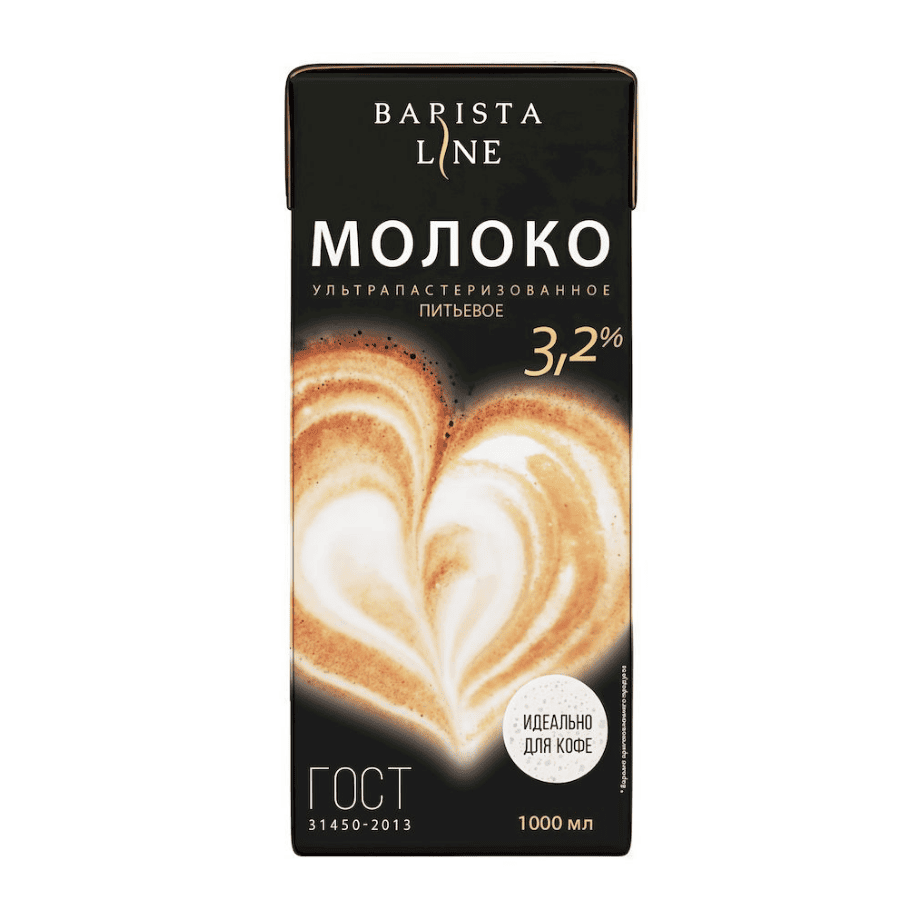 Молоко "Barista Line" ультрапастер.3,2% Гост (с крышкой) 1л/12шт Мордовия  