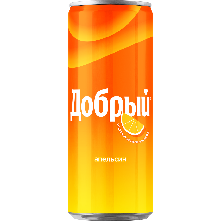 Лимонад Добрый Апельсин (жб) 0,33л12шт Мултон (ПУ)