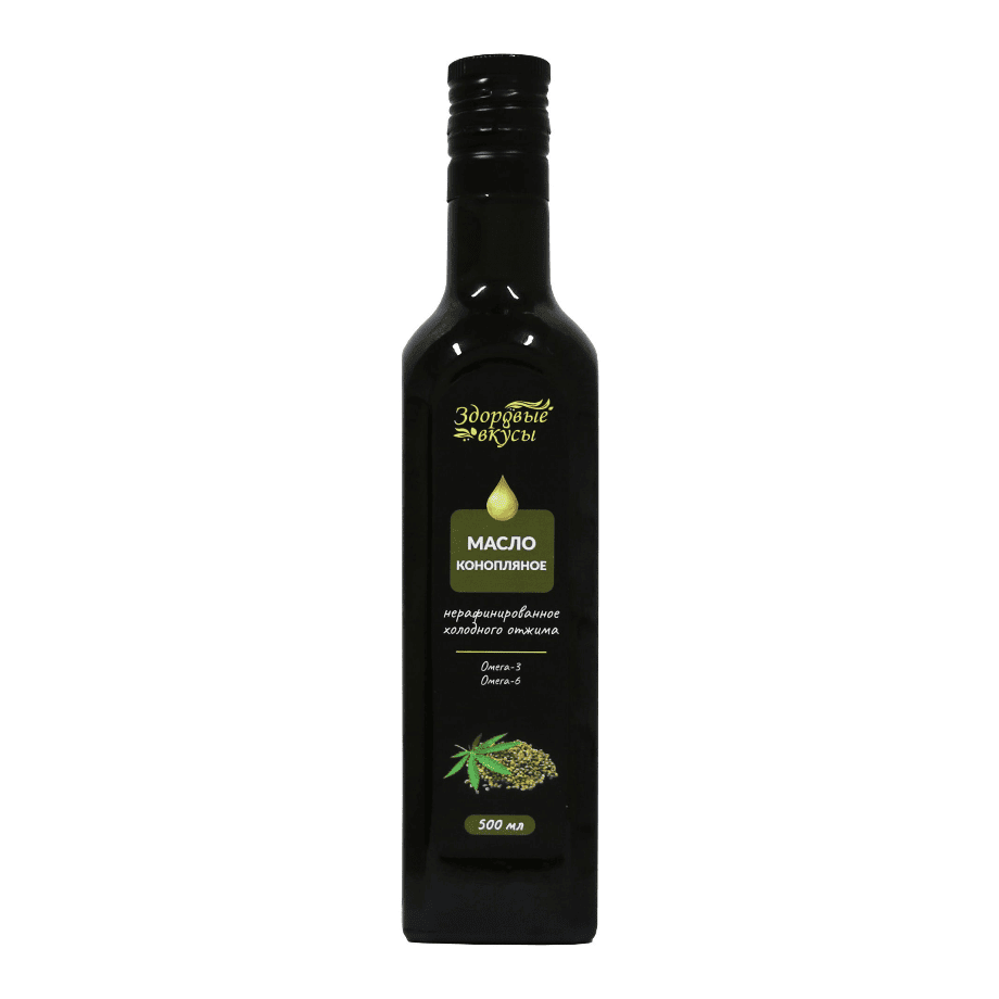 Масло Конопляное "Здоровые вкусы" нерафинир.(ст/б) 500мл/6шт Россия**