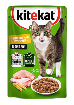Корм для кошек "Китекат" Аппетитная Курочка в желе 85г/28шт "Марс"