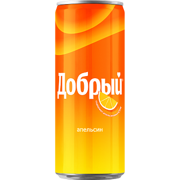 Лимонад "Добрый" Апельсин (ж/б) 0,33л/12шт "Мултон" (ПУ)