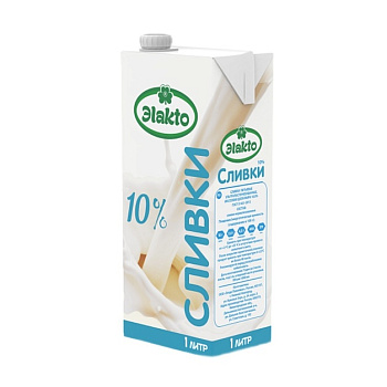 Сливки "Элакто" Гост 10% (тет/пак/крыш.) 1л/12шт Россия