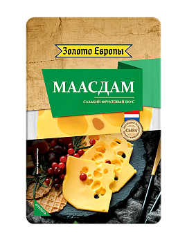Сыр (нарезка) Маасдам 45% 125г/10шт "Золото европы" Россия
