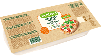 Моцарелла для Пиццы сыр 40% "Bonfesto" батон 1кг/8шт МК "Туровский"  
