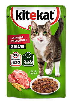 Корм для кошек "Китекат" Говядина в желе 85г/28шт "Марс"  