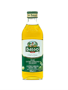 Оливковое масло "Basso" Olio Extra virgin Di Oliva нерафинир.(ст/б) 0,5л/12шт Италия 