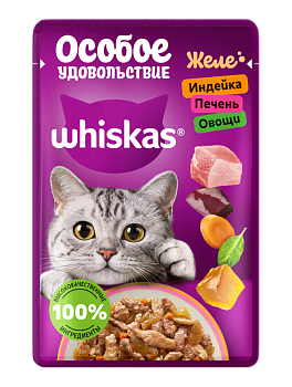 Корм для кошек "Вискас" Индейка/печень/овощи желе 75г/28шт "Марс"