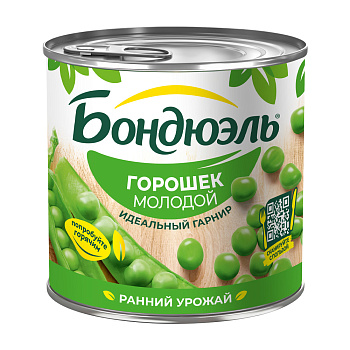 Горошек зеленый "Бондюэль" Нежный (с/ключ) 400г/12шт Россия