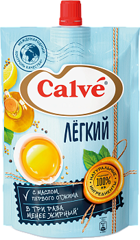 Майонез "Кальве" Лёгкий 20% Гост (дой-пак) 400г/24шт Россия