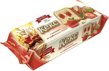 Кекс "Русский бисквит" клубника 225г/10шт Россия