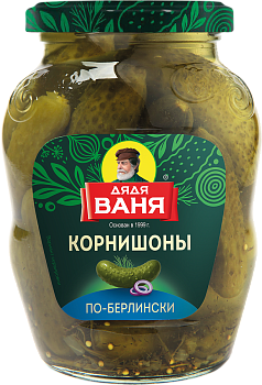 Огурцы корнишоны "Дядя Ваня" по-Берлински (ст/тв) 350г/12шт Россия 
