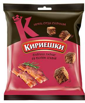 Сухарики "Кириешки" вкус Бекон 40г/60шт "КДВ"