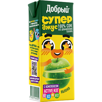 Сок "Добрый"  Яблоко 0,2л/27шт "Мултон" (ПУ)