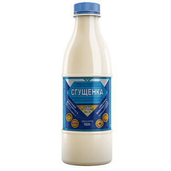 Сгущенное молоко с сахаром 8,5% (пл/бут) 1кг/9шт "Промконсервы" г.Рудня