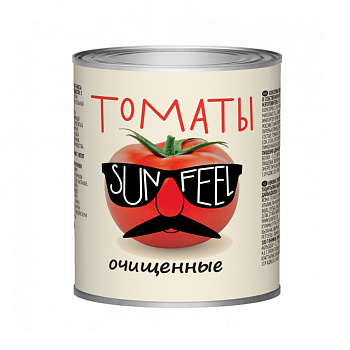 Томаты очищенные "SunFeeL" в соб/соку (ж/б) 850мл/12шт Италия