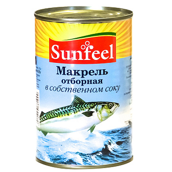 Макрель отборная в соб/соку "SunFeeL" (ж/б) 425г/24шт Китай
