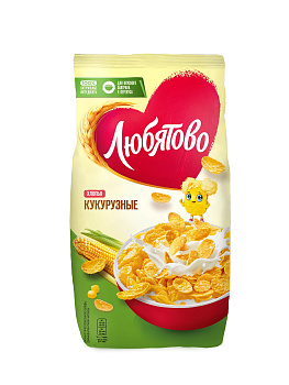 Кукурузные хлопья "Любятово" 300г/12шт "Келлогг Рус"