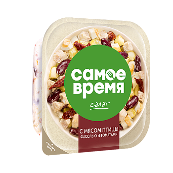 Салат "Самое Время" птица фасоль/томат (пл/уп) 150г/6шт "Санта Бремор"