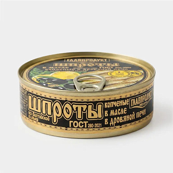 Шпроты в масле Гост (с/ключ) 160г/36шт "Главпродукт" 