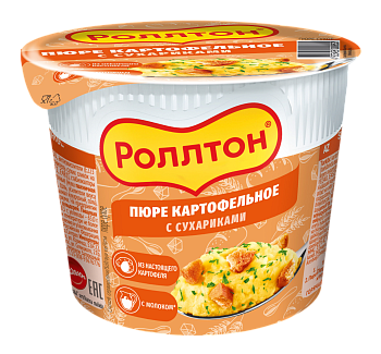 Картофельное пюре "Роллтон" c сухариками (стак) 40г/24шт Россия* 