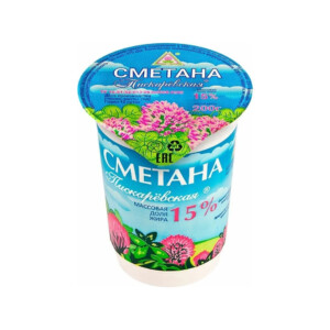Сметана "Пискарёвский" 15% 200г/15шт "Пискарёвский МЗ"