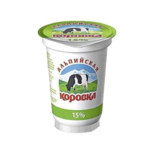 Сметанный продукт "Альпийская коровка" 15% 400г/12шт "Озерецкий МК"