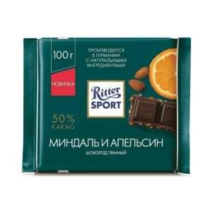Шоколад темный "Риттер Спорт" миндаль и апельсин 100г/12шт Германия