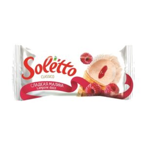 Мороженое рожок "Soletto Classico" слив.Сладкая малина 75г/24шт "Санта Бремор"