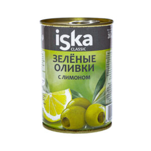 Оливки зеленые "ISKA" с лимоном (ж/б) 300г/6шт Испания