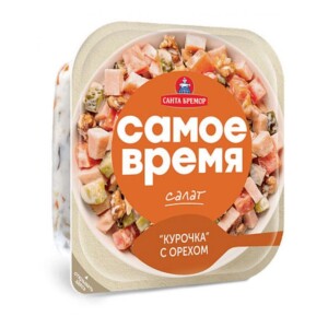 Салат "Самое Время" Курочка с орехом (п/у) 150г/6шт "Санта Бремор"