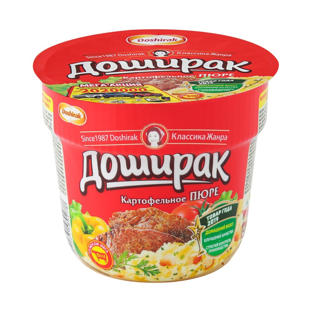 Картофельное пюре "Доширак" со вкусом Мяса (стак) 40г/24шт "КОЯ"