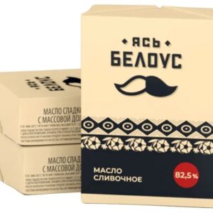 Масло сливочное Крестьянское 82,5% "Ясь Белоус" (фол) 180г/20шт "Слуцкий" Беларусь